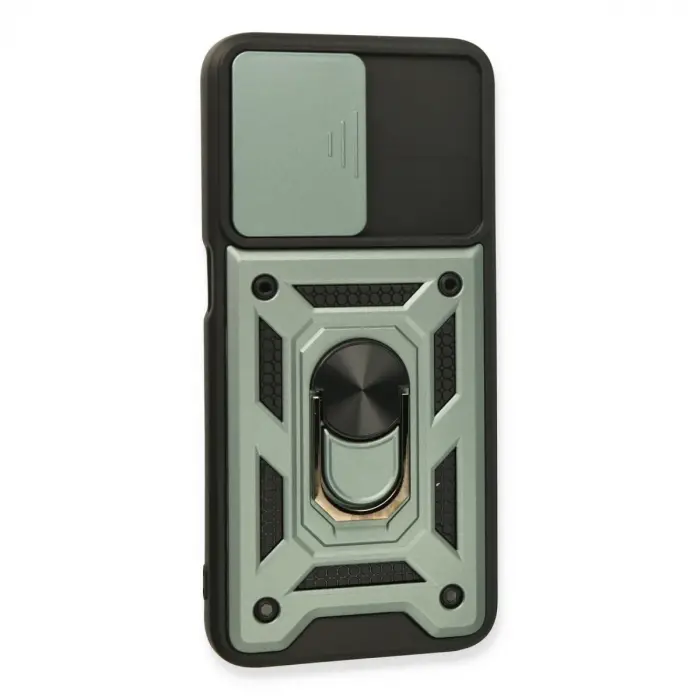 Oppo A16 Kılıf Pars Lens Yüzüklü Silikon - Yeşil