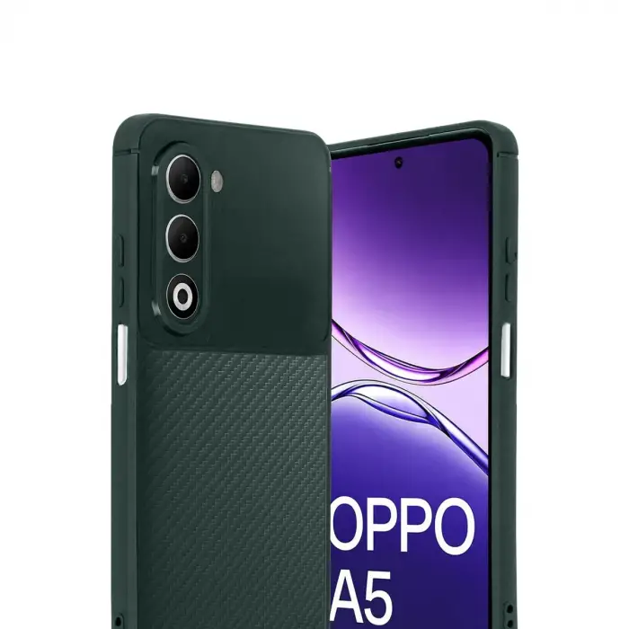 Oppo A5 4g Auto Focus Karbon Kapak - Koyu Yeşil