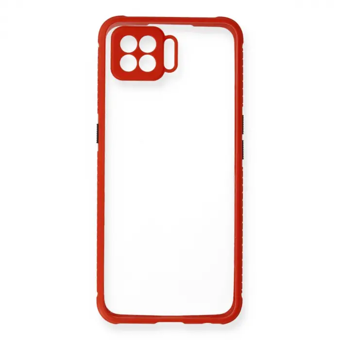 Oppo Reno 4 Lite Kılıf Miami Şeffaf Silikon - Kırmızı