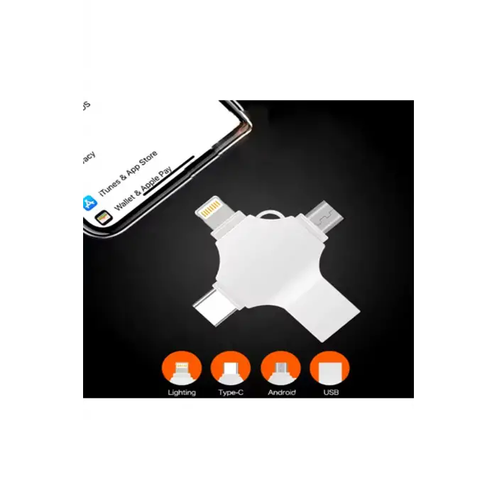 Otg 4in1 Cep Telefonu Çok Fonksiyonlu Usb Flash Bellek 64 Gb Type-c, Micro Sd Ve Kart Okuyucu