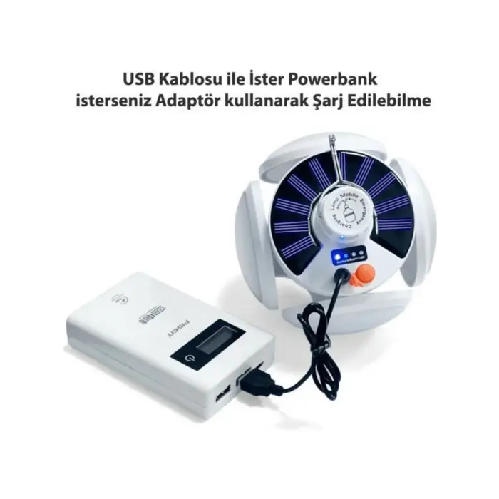 P-038 Solar Güneş Enerji Ve Usb Sarjli 5 Kanatlı