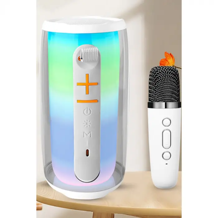 Pluse 6 Mikrofonlu Rgb Kablosuz Hoparlör - Beyaz