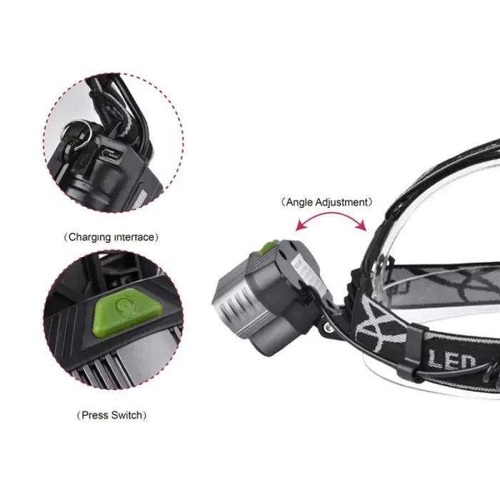 Ps-016 Usb Şarj Edilebilir 3000 Lümen 5 Led T6 Şarjlı Profesyonel Kafa Lambası