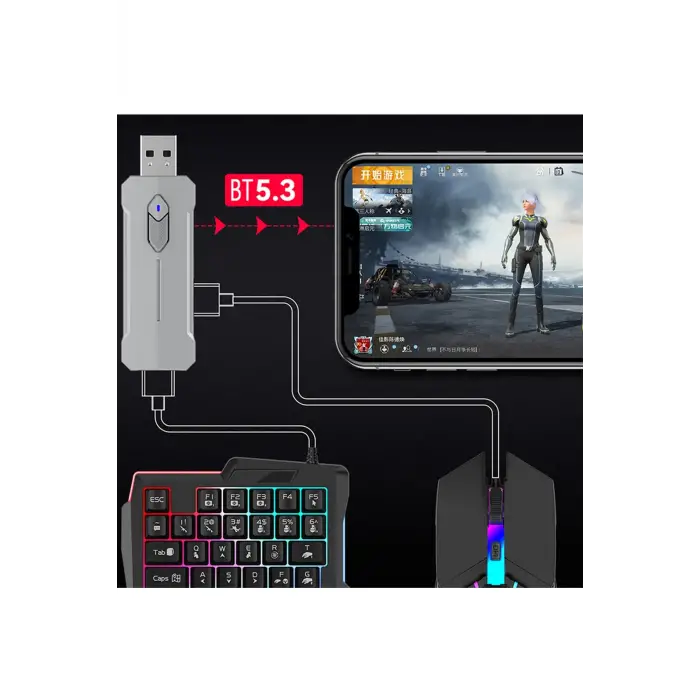 Pubg Mobil Oyun Kiti 5in1 Bt5.3 Klavye Mouse Dönüştürücü Seti Pugb Seti