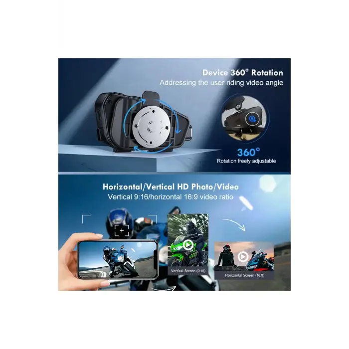 Q28 Motosiklet Kask Bluetooth Kulaklık 1080p Kamera Interkom Kulaklık Su Geçirmez Intercom