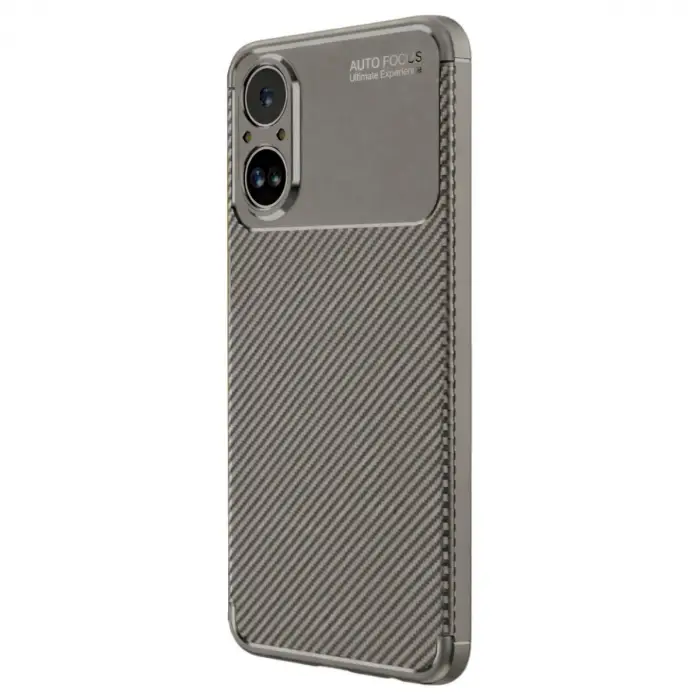 Realme 12 Lite Kılıf Auto Focus Karbon Kapak - Gri