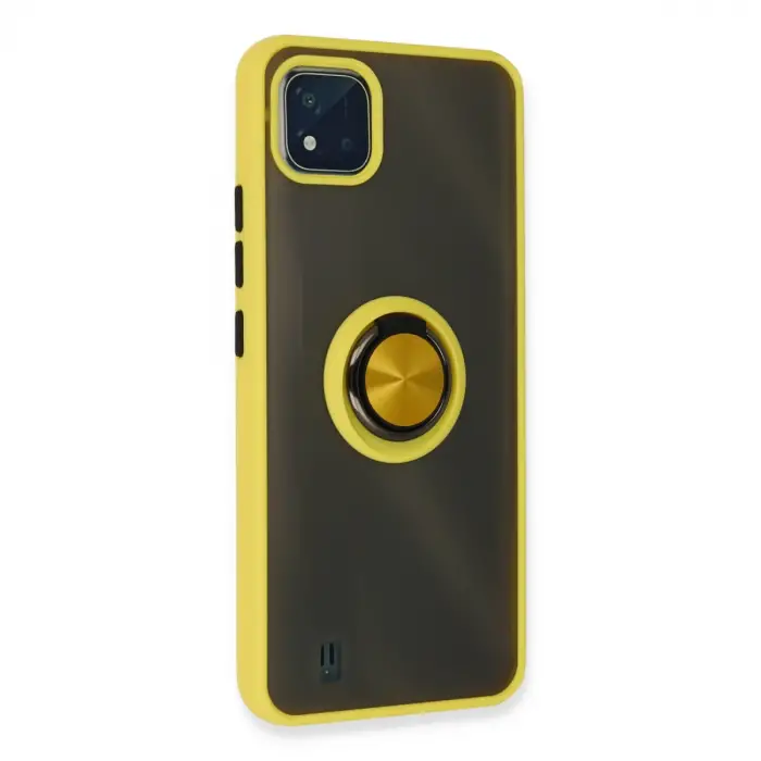 Realme C11 2021 Kılıf Montreal Yüzüklü Silikon Kapak - Sarı