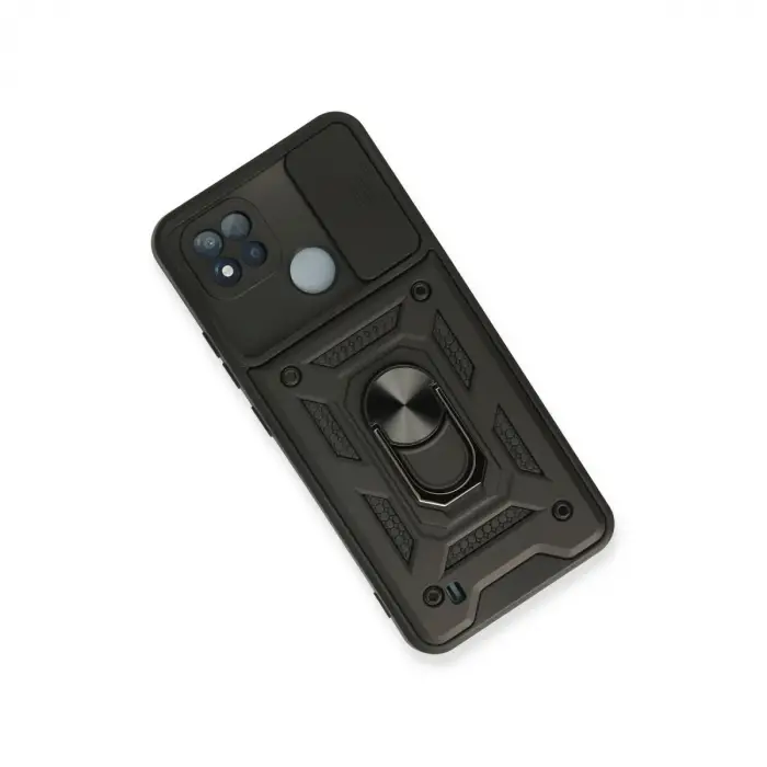 Realme C11 2021 Kılıf Pars Lens Yüzüklü Silikon - Siyah