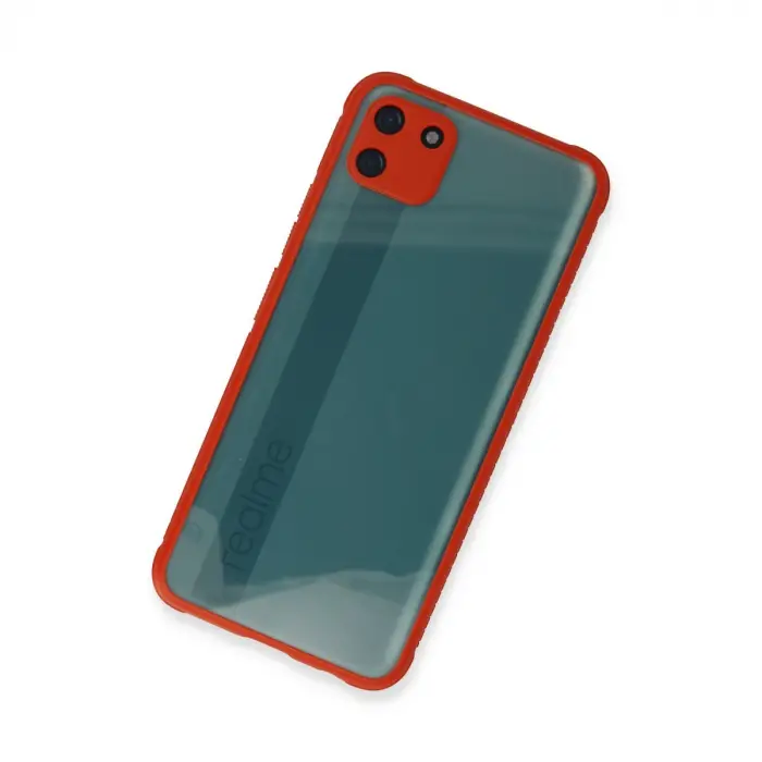 Realme C11 Kılıf Miami Şeffaf Silikon - Kırmızı
