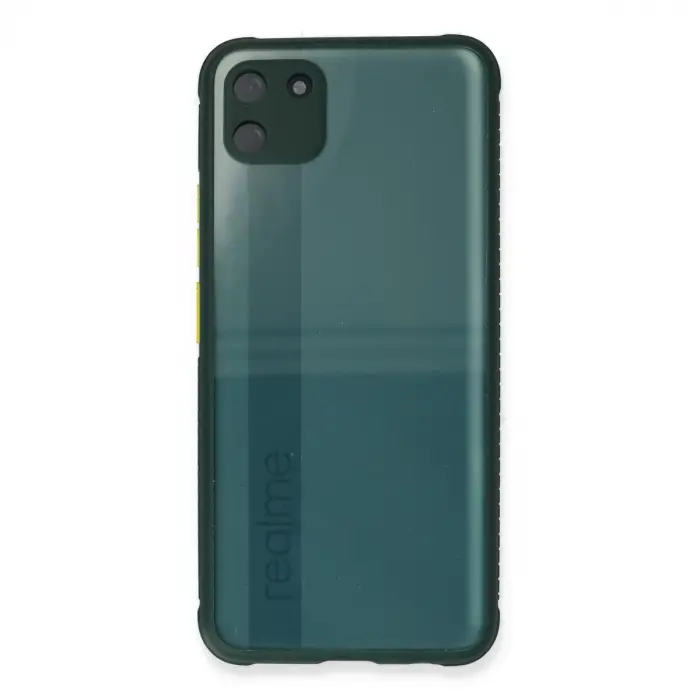 Realme C11 Kılıf Miami Şeffaf Silikon - Koyu Yeşil