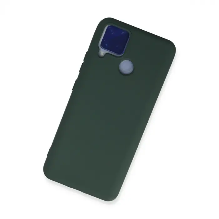 Realme C15 Kılıf Nano İçi Kadife Silikon - Koyu Yeşil