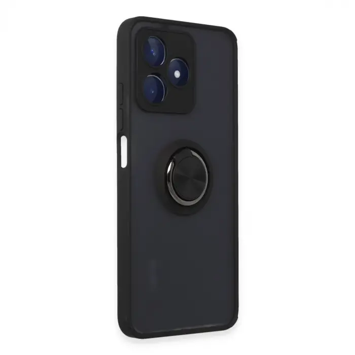 Realme C53 Kılıf Montreal Yüzüklü Silikon Kapak - Siyah
