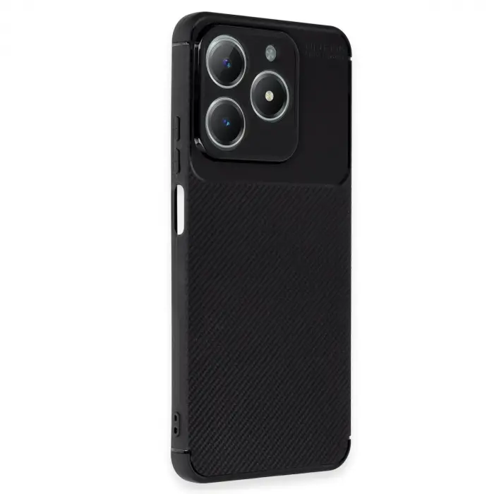 Realme C61 Kılıf Auto Focus Karbon Kapak - Siyah