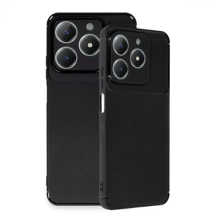 Realme C61 Kılıf Auto Focus Karbon Kapak - Siyah