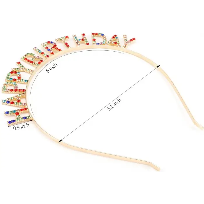 Rengarenk Kristal Taşlı Ekstra Lüks Gümüş Kaplama Happy Birthday Taç 16x17 Cm