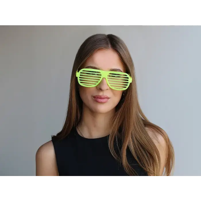 Retro Neon Fosforlu Panjur Gözlük 12 Adet – 80’ler 90’lar Parti Stili