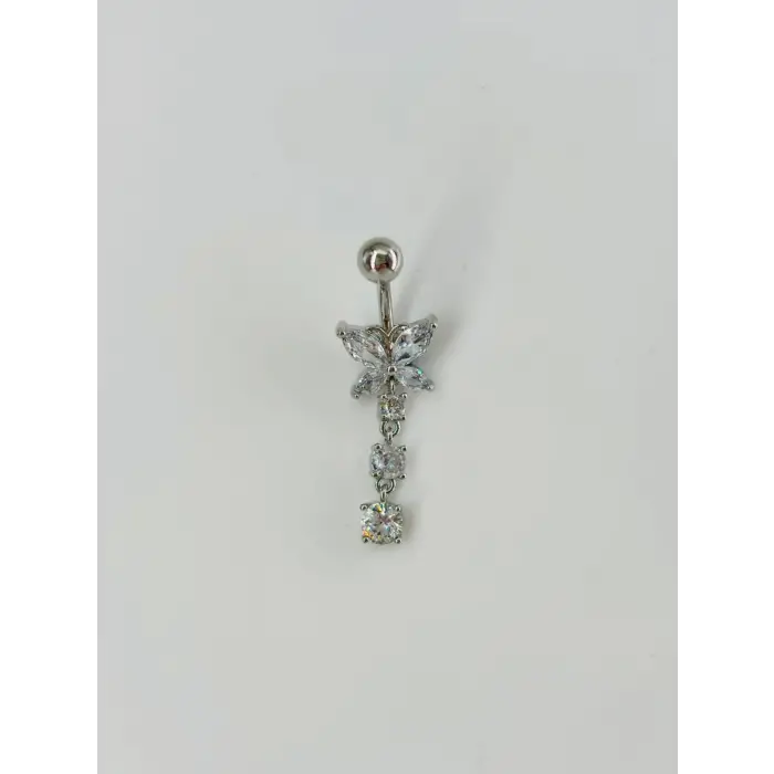 Sallantılı Çiçek Detaylı  Göbek Piercing - Pg0072