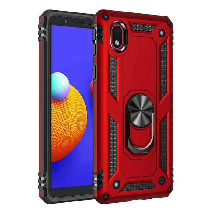 Samsung Galaxy A01 Core Kılıf Sofya Yüzüklü Silikon Kapak - Kırmızı