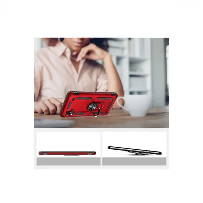 Samsung Galaxy A01 Core Kılıf Sofya Yüzüklü Silikon Kapak - Kırmızı