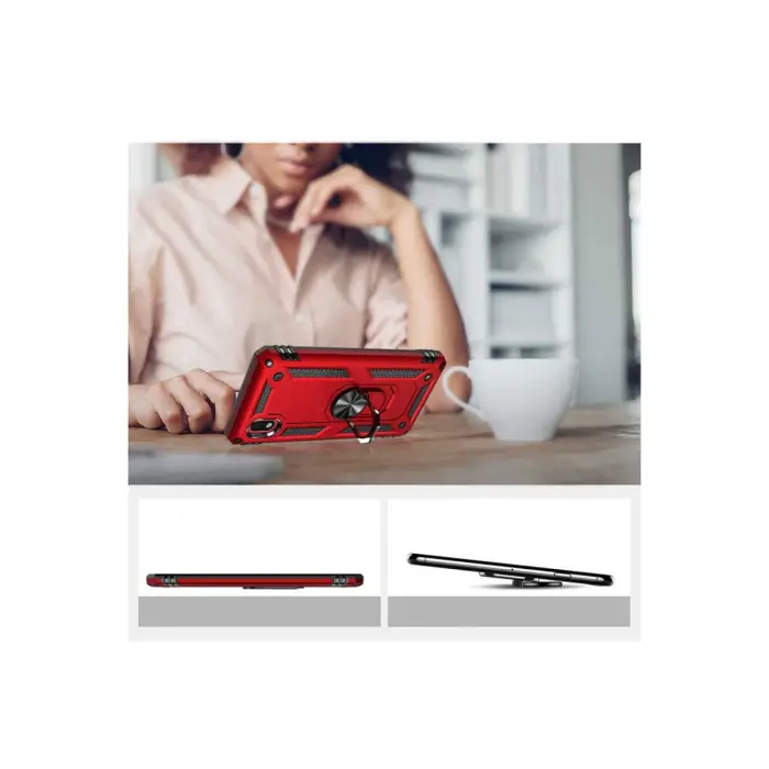 Samsung Galaxy A01 Core Kılıf Sofya Yüzüklü Silikon Kapak - Kırmızı