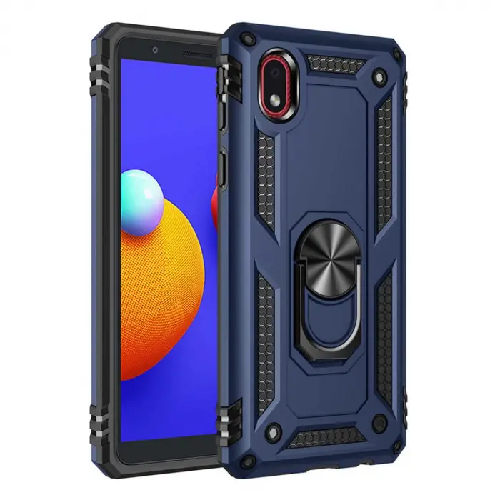 Samsung Galaxy A01 Core Kılıf Sofya Yüzüklü Silikon Kapak - Lacivert