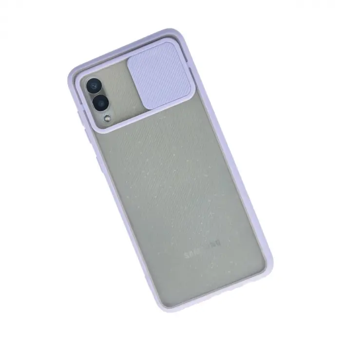 Samsung Galaxy A02 Kılıf Palm Buzlu Kamera Sürgülü Silikon - Lila