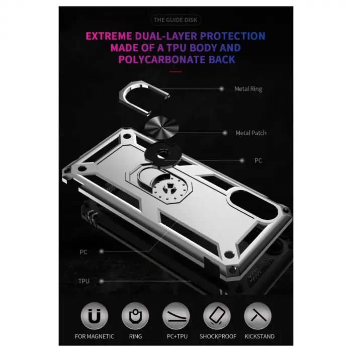 Samsung Galaxy A02 Kılıf Sofya Yüzüklü Silikon Kapak - Gümüş