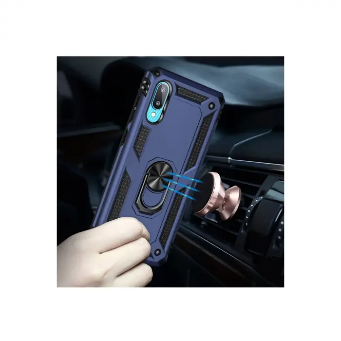 Samsung Galaxy A02 Kılıf Sofya Yüzüklü Silikon Kapak - Lacivert