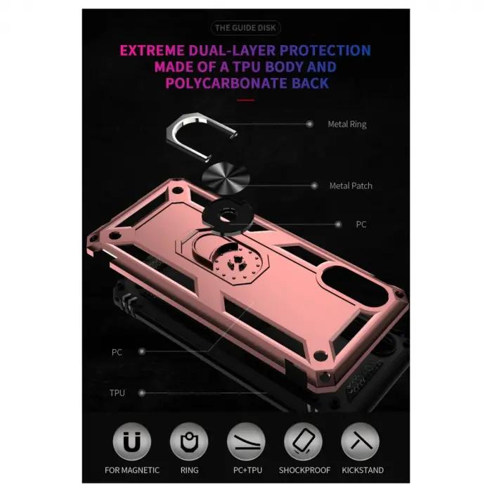 Samsung Galaxy A02 Kılıf Sofya Yüzüklü Silikon Kapak - Rose