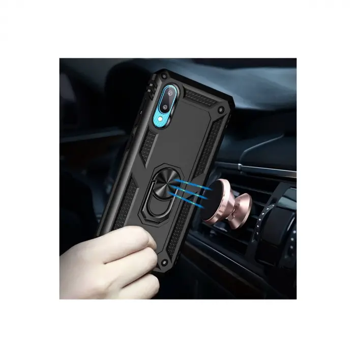 Samsung Galaxy A02 Kılıf Sofya Yüzüklü Silikon Kapak - Siyah