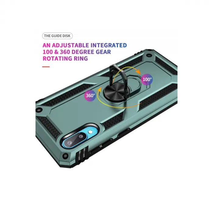 Samsung Galaxy A02 Kılıf Sofya Yüzüklü Silikon Kapak - Yeşil