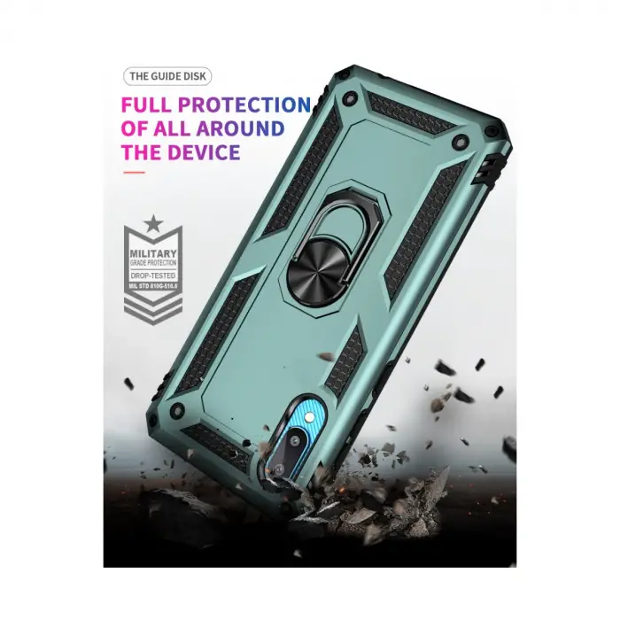 Samsung Galaxy A02 Kılıf Sofya Yüzüklü Silikon Kapak - Yeşil