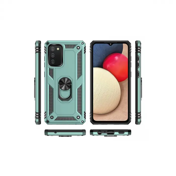 Samsung Galaxy A02s Kılıf Sofya Yüzüklü Silikon Kapak - Yeşil