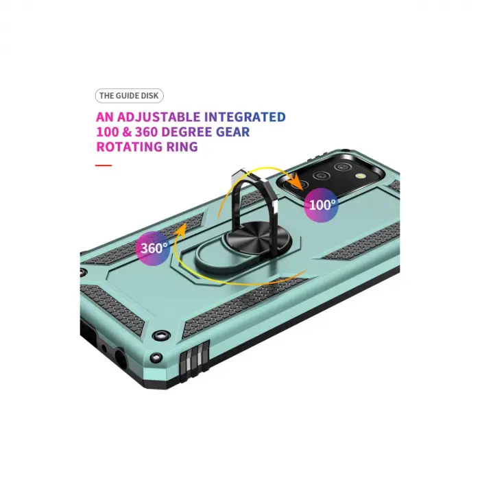 Samsung Galaxy A02s Kılıf Sofya Yüzüklü Silikon Kapak - Yeşil