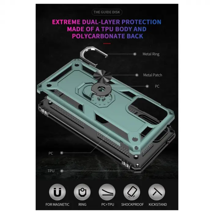 Samsung Galaxy A02s Kılıf Sofya Yüzüklü Silikon Kapak - Yeşil