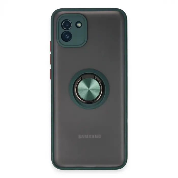 Samsung Galaxy A03 Kılıf Montreal Yüzüklü Silikon Kapak - Yeşil