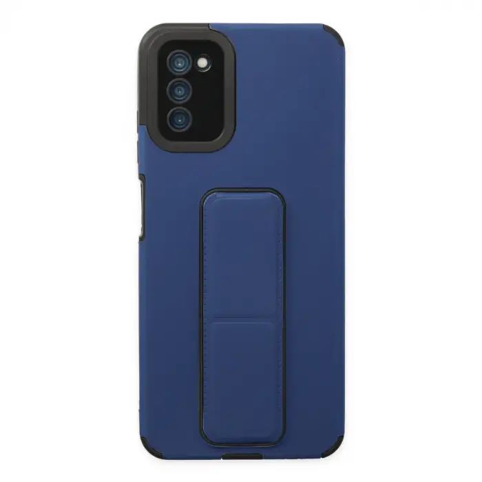 Samsung Galaxy A03s Kılıf Mega Standlı Silikon - Mavi