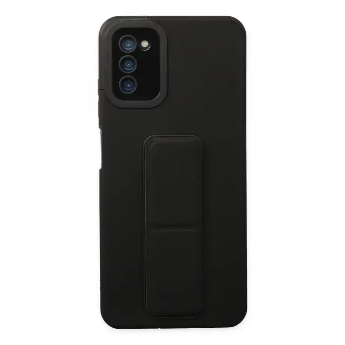 Samsung Galaxy A03s Kılıf Mega Standlı Silikon - Siyah