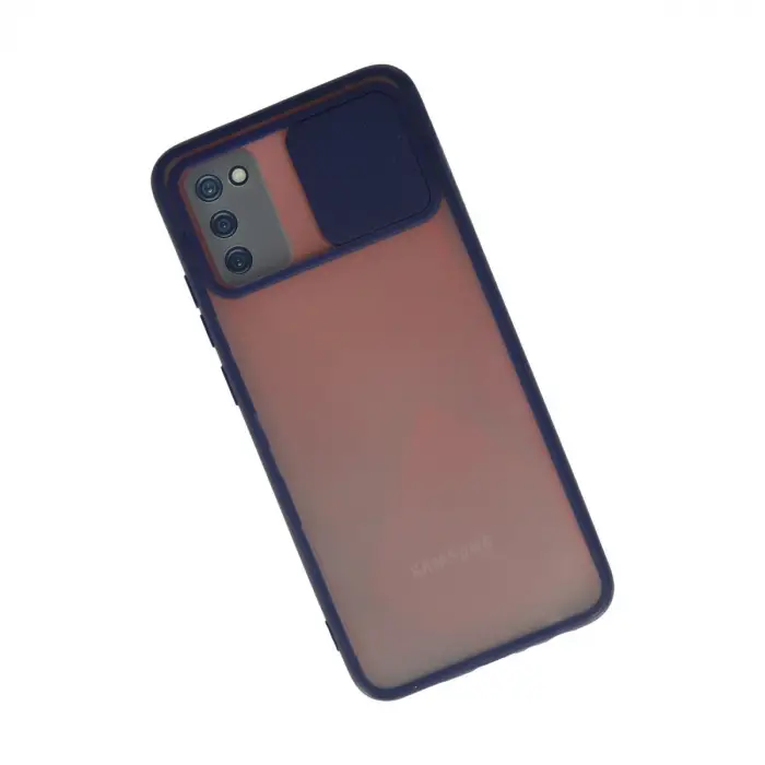 Samsung Galaxy A03s Kılıf Palm Buzlu Kamera Sürgülü Silikon - Lacivert