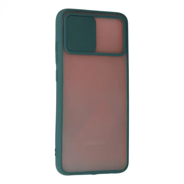 Samsung Galaxy A03s Kılıf Palm Buzlu Kamera Sürgülü Silikon - Yeşil