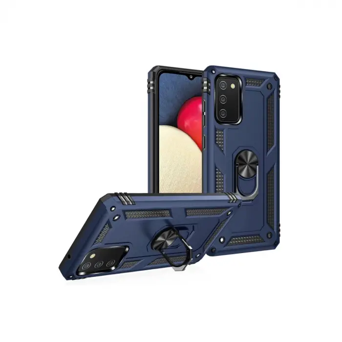 Samsung Galaxy A03s Kılıf Sofya Yüzüklü Silikon Kapak - Lacivert