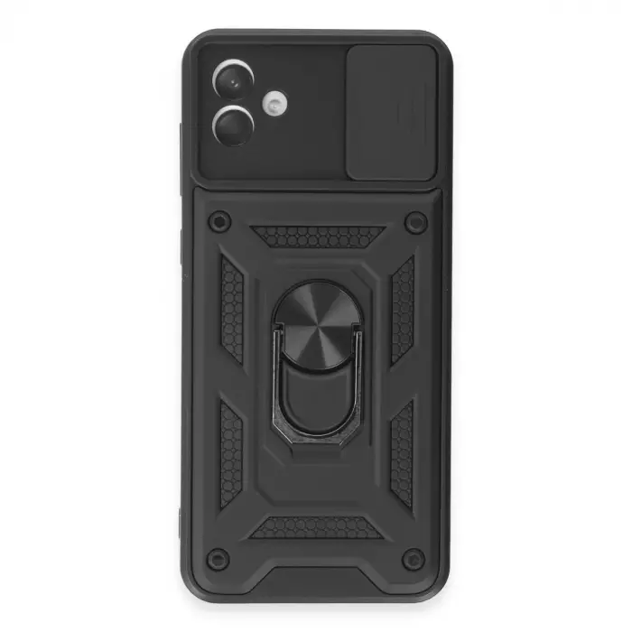 Samsung Galaxy A04e Kılıf Pars Lens Yüzüklü Silikon - Siyah