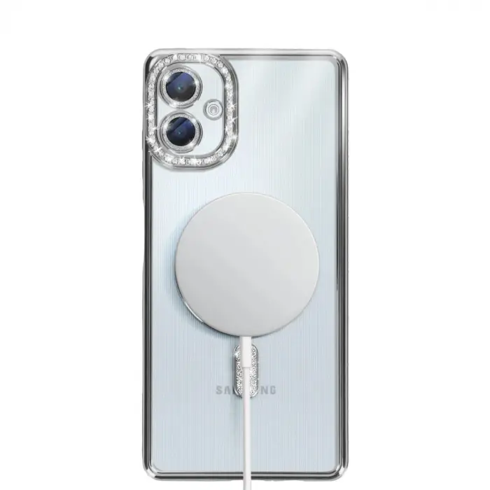 Samsung Galaxy A06 Joke Simli Magneticsafe Kılıf - Gümüş