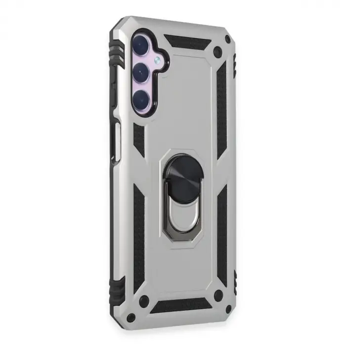 Samsung Galaxy A14 4g Kılıf Sofya Yüzüklü Silikon Kapak - Gümüş