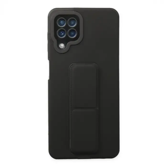 Samsung Galaxy A22 Kılıf Mega Standlı Silikon - Siyah