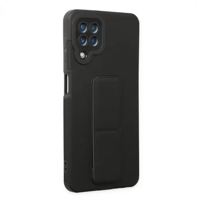 Samsung Galaxy A22 Kılıf Mega Standlı Silikon - Siyah