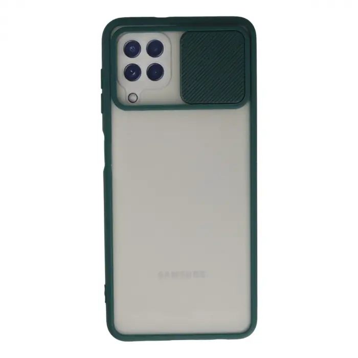 Samsung Galaxy A22 Kılıf Palm Buzlu Kamera Sürgülü Silikon - Yeşil