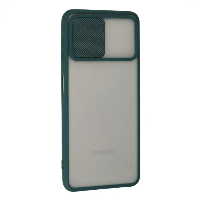 Samsung Galaxy A22 Kılıf Palm Buzlu Kamera Sürgülü Silikon - Yeşil