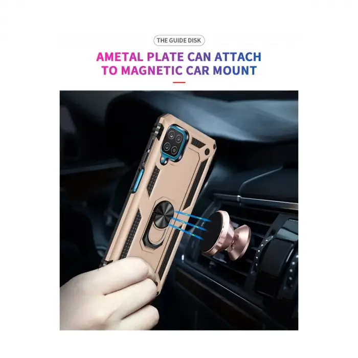 Samsung Galaxy A22 Kılıf Sofya Yüzüklü Silikon Kapak - Gold