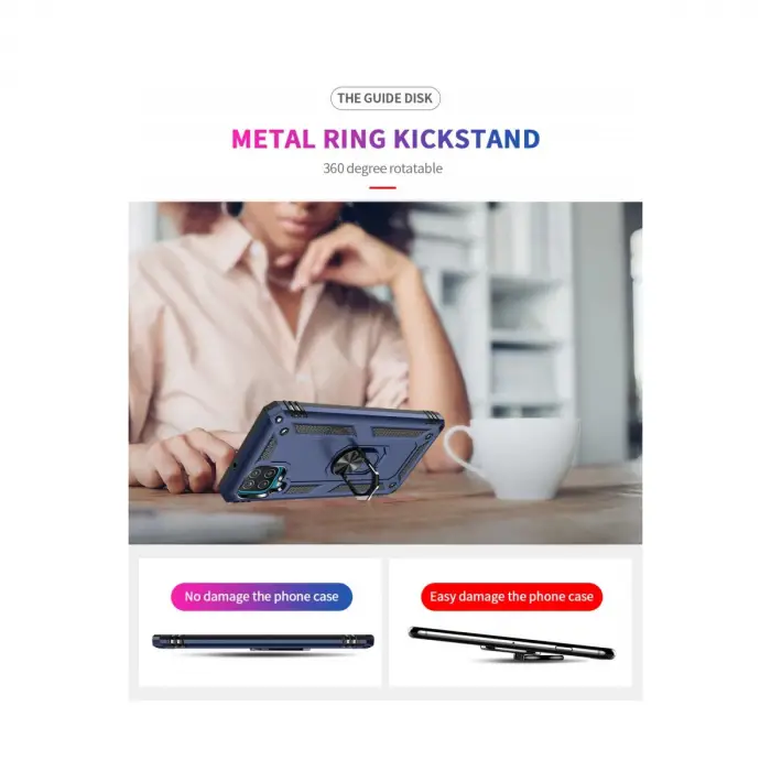 Samsung Galaxy A22 Kılıf Sofya Yüzüklü Silikon Kapak - Lacivert